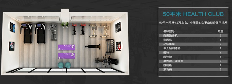 50平方健身室-od.com体育健身器材企事业健身解决方案